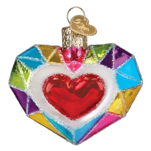 Faceted Glass Heart Ornament - Handcrafted Holiday Christmas Tree Decoration