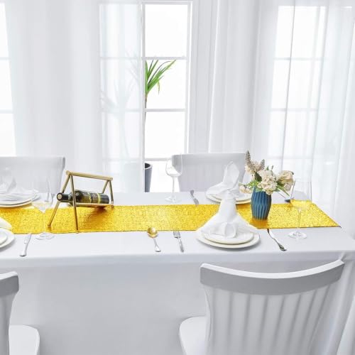 Yellow Sequin Table Runner 12x72 Inches - 2 Pack, Elegant Table Decor
