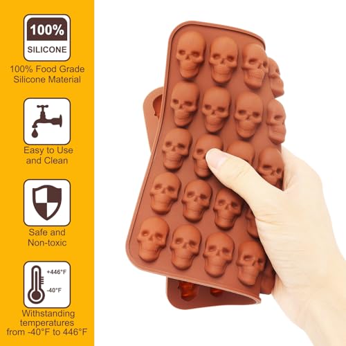 Halloween Skull Silicone Mold - 2 Pack for Candy, Gummies, Chocolate & Decorations - Variation: Skull