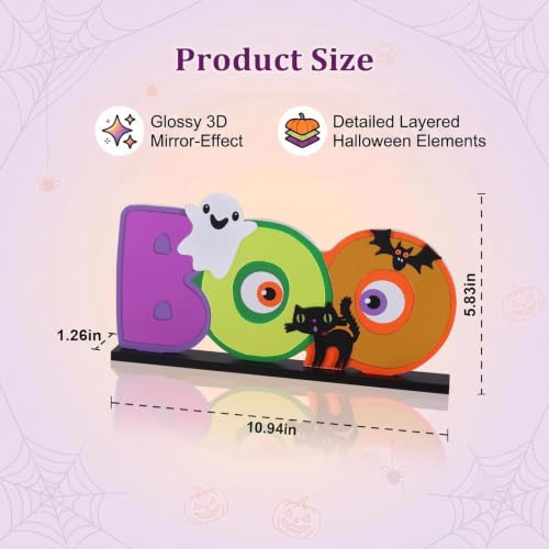 Halloween Boo Wood Sign with Eyeballs - Indoor Holiday Decorations MYTD-8128