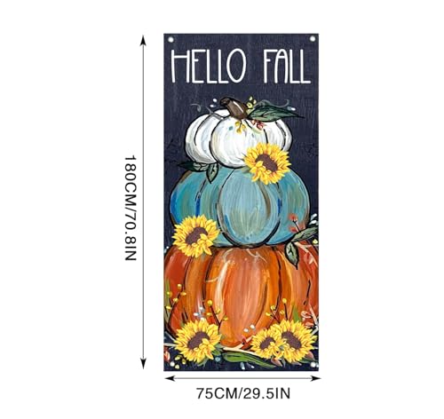 Fall Pumpkin Front Door Cover - Autumn Halloween Welcome Decor
