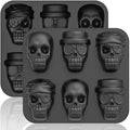 Halloween Silicone Skull Mold 3 Shapes, Large Nonstick Bakeware for Cake Pizza Soap Ice - 2PCS