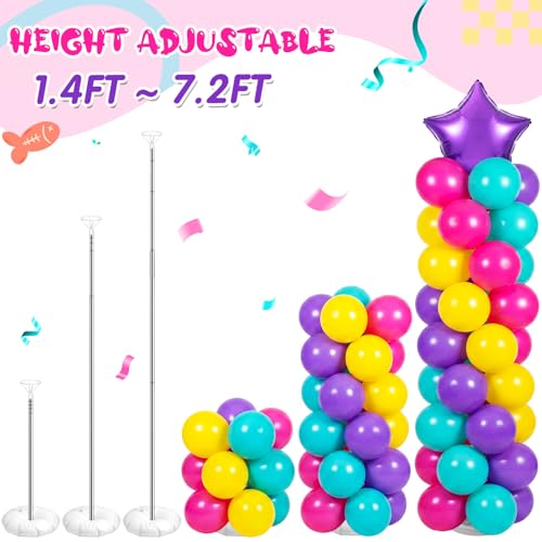 Dollhouse Party Balloon Column Kit - 163 Pcs with Color Variations Hot Pink, Purple, Cyan Blue, Yellow