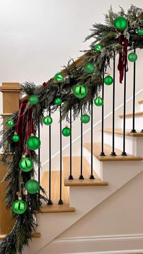 Dark Green Shatterproof Christmas Tree Ornaments Set - 50pcs with Hanging Loops, Holiday Decorations, Variation: Green