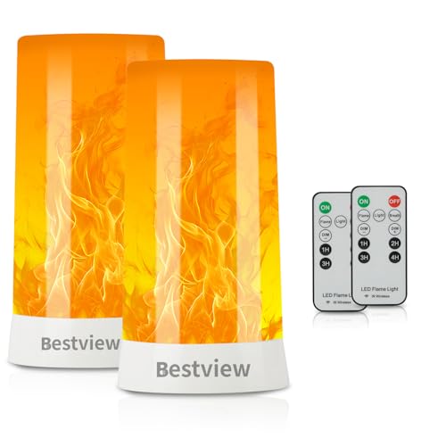 LED Flame Lights with Remote & Timer - Flameless Candles for Indoor & Outdoor Decoration (2 Pack)