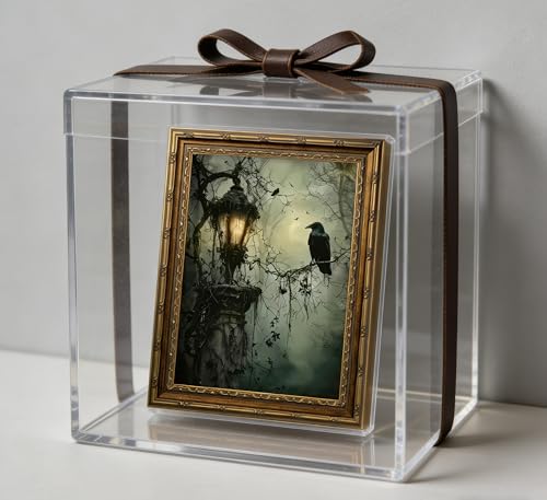Crow Canvas Wall Art - Gothic Dark Academia Forest Scene, 11"L x 9"W