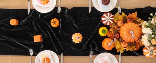 Velvet Table Runner 20x120 Inches Black Fall Winter Elegant Dining Decor - Variation of THIS listing