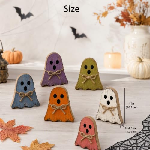 Halloween Ghost Decor - Farmhouse Wooden Tabletop Signs for Indoor Halloween Party