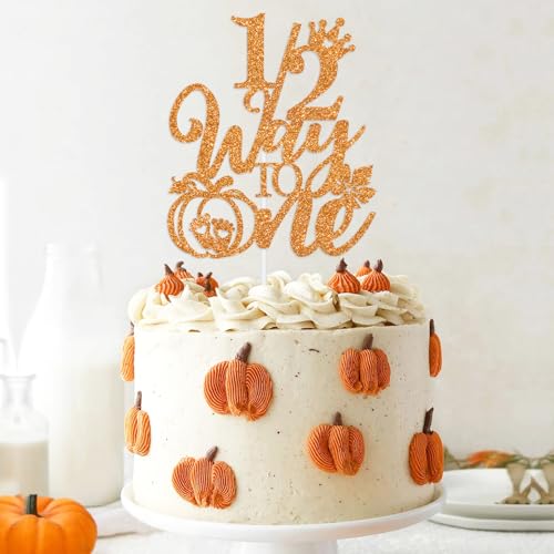 Half Pumpkin Cake Topper for First Birthday Baby Shower Fall Halloween Celebration