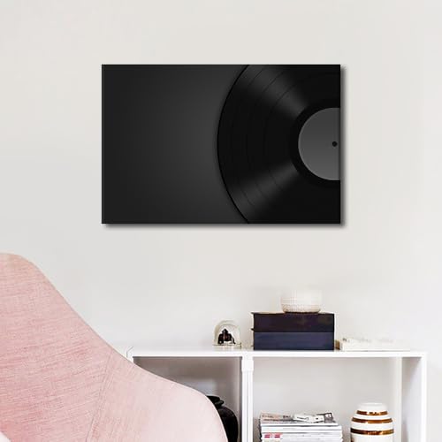 Black and White Music Canvas Wall Art - 24x16 Inch, Ready to Hang - Bedroom & Living Room Decor - Variation of Artwork-06