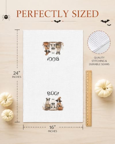Halloween Dog Kitchen Towel - Border Collie Fall Decor for Kitchen & Gift