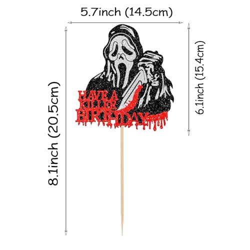 Horror Movie Cake Topper - Killer Birthday Theme Decor, Design 3