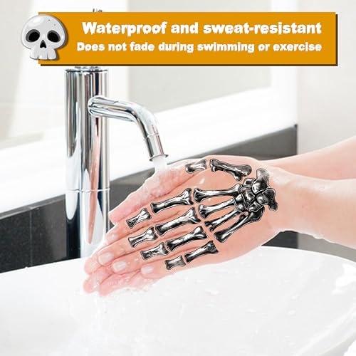Halloween Face Tattoos Set - Waterproof Skeleton Zombie & Clown Designs for Costume Makeup