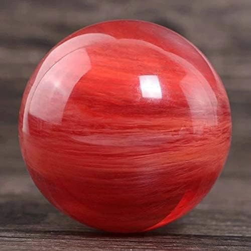 Natural Red Crystal Ball with Stand - Feng Shui Decor & Meditation Sphere