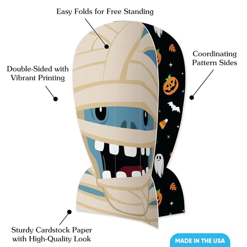 Halloween Monster Table Centerpieces Set of 8 - Skeleton, Dracula, Frankenstein & Mummy Party Decor