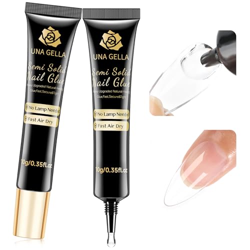 Semi Nail Glue Set - 2pcs 10ml Strong Fast-Drying Press On Nail Adhesive