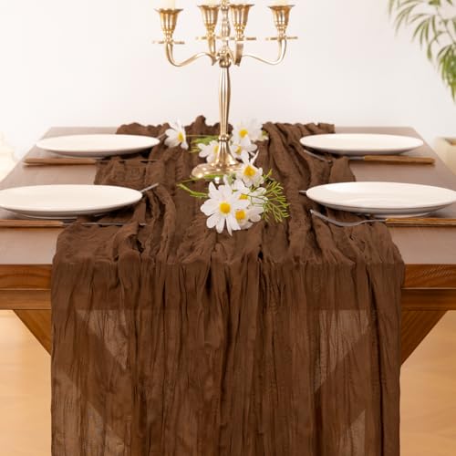 Brown Cheesecloth Table Runner 10ft x 15pcs Fall Boho Wedding Party Decor