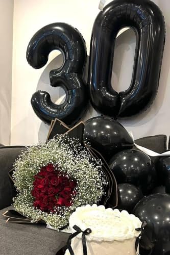 Black Number Balloons 20 for 20th Birthday Party Decorations - 40 Inch