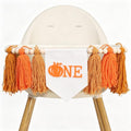 Boho Pumpkin 1st Birthday High Chair Banner - Gold Tassels & Felt Decor