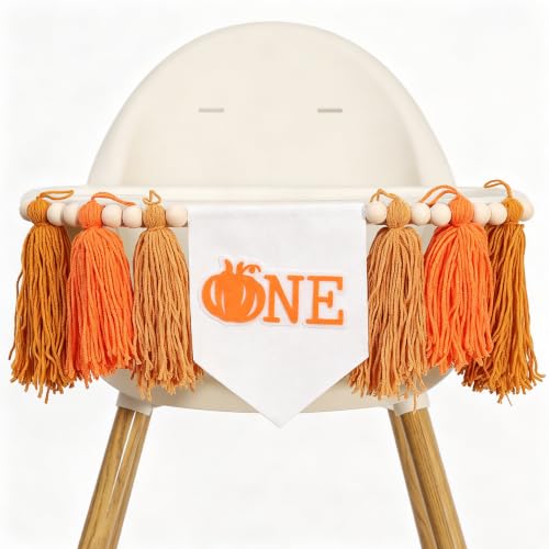Boho Pumpkin 1st Birthday High Chair Banner - Gold Tassels & Felt Decor