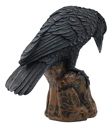 Gothic Raven Sculpture Figurine - Edgar Poe Inspired Bird Decor, 5 Inch