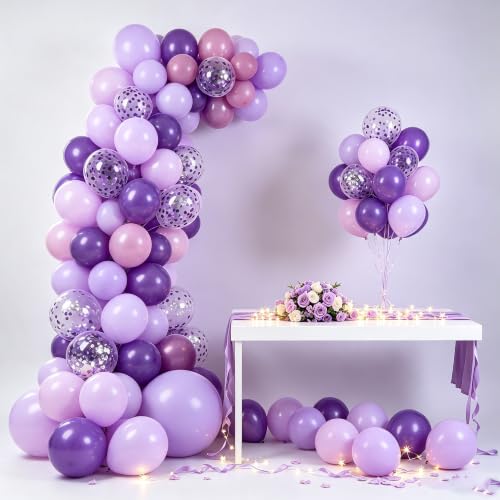 Dark Purple Balloons 50 Pack - 12 Inch Metallic & Latex Party Decor