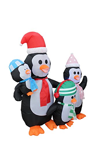 Christmas Inflatable Decorations Bundle - Penguins with Lights for Indoor Outdoor Festive Party