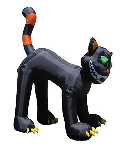 11 Foot Animated Inflatable Black Cat Halloween Decoration with Lights and Rotating Head