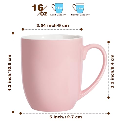 Large Pink Coffee Mug 16oz with Handle - Novelty Tea Cup for Office & Home