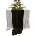 Olive Green Velvet Table Runner 10ft Wedding Reception Decor 20x120 Inch