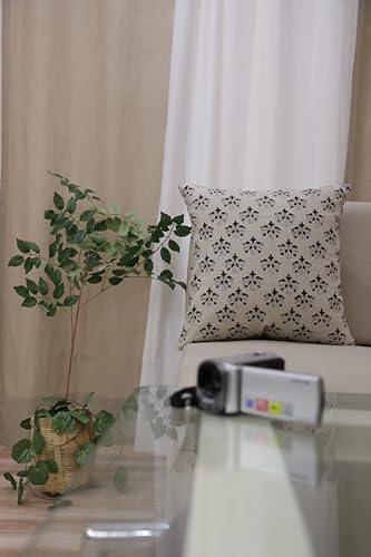 20x20 Inch Linen Cushion Cover with Zipper - Bohemian Floral Block Print - Brown Variation