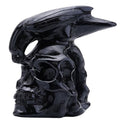 Obsidian Crystal Skull & Crow Hand Carved Statue - 3 Inch Reiki Healing Decor