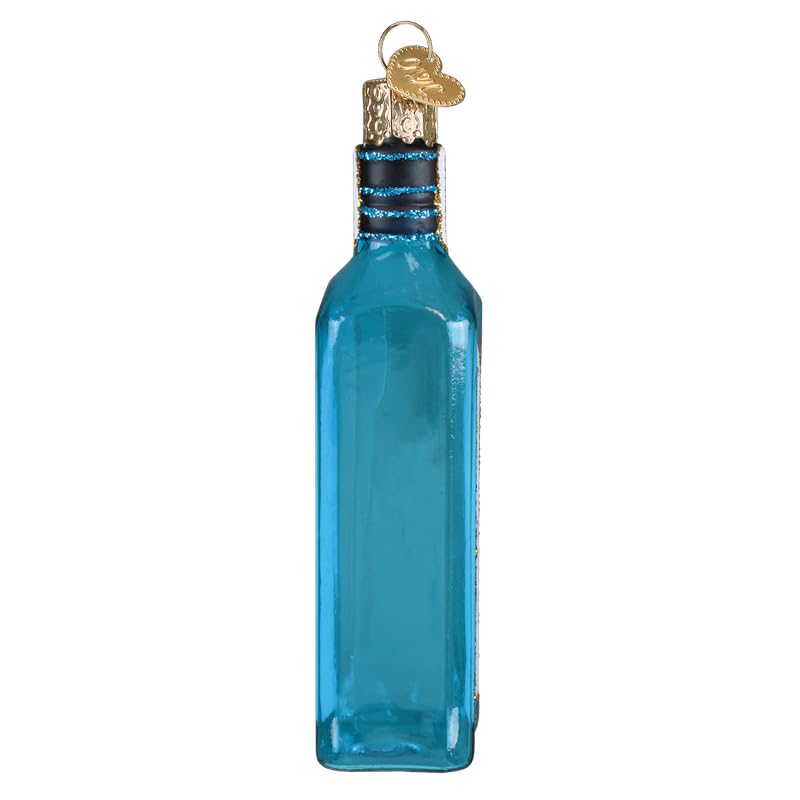 Gin Bottle Glass Blown Ornament - Handcrafted Holiday Decoration, Adult Beverages Collection
