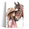 Western Cowgirl Wall Art Canvas Print - Nursery Bedroom Decor 12x18 Variation of B-Cowgirl Horse