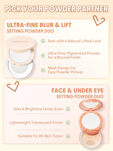 Translucent Blur & Lift Setting Powder Duo - SHEGLAM Insta-Ready Finishing Powder