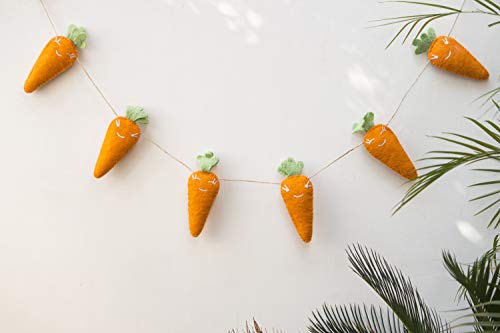 Easter Carrot Felt Garland Wall Hanging - Handmade Holiday Decor, 48 Inches