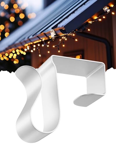 Outdoor String Light Gutter Clips - 100 Metal Weatherproof Securing Hooks for Xmas & Holiday Decor - White Variation of THIS listing