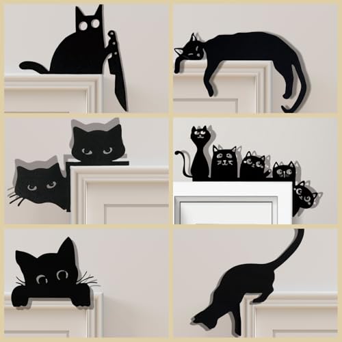 Halloween Cat Door Topper - Christmas Holiday Wall Decor Sign Frame
