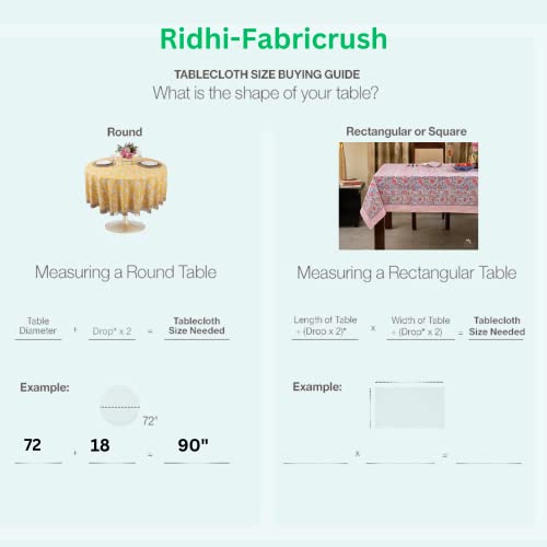Round Cotton Tablecloth 90 Inch - Green - Perfect for Weddings & Events - Ridhi