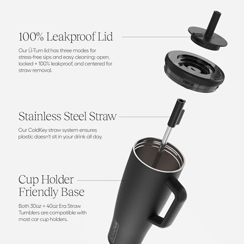 40oz Leakproof Insulated Water Bottle Tumbler with Handle & Straw - Dark Aura