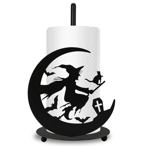 Halloween Paper Towel Holder Black Witch Moon Bat Kitchen Decor Stand - JarThenaAMCS Variation
