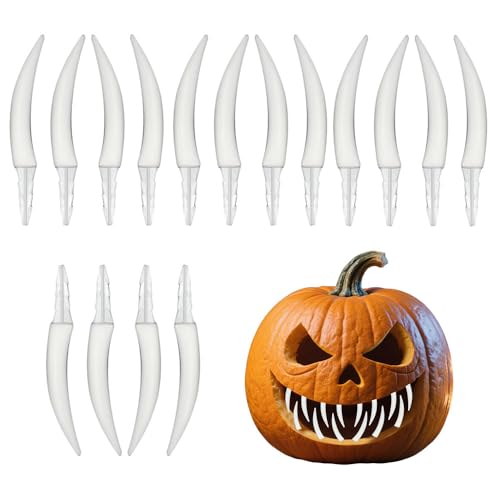 16-Pack Halloween Pumpkin Teeth Fangs for Jack O Lantern Decor - Spooky Pumpkin Accessories