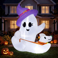 6 FT Halloween Inflatable Ghost & Dog Yard Decor with LED Lights - Outdoor Spooky Decoration