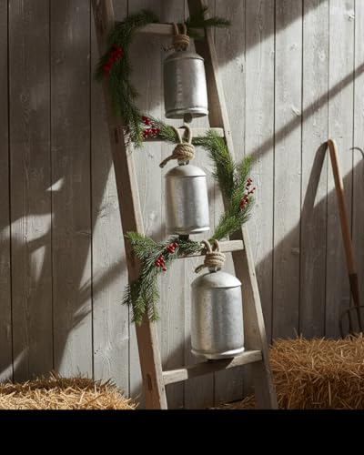 Rustic Silver Christmas Bell Cow Bells Harmony Giant Vintage