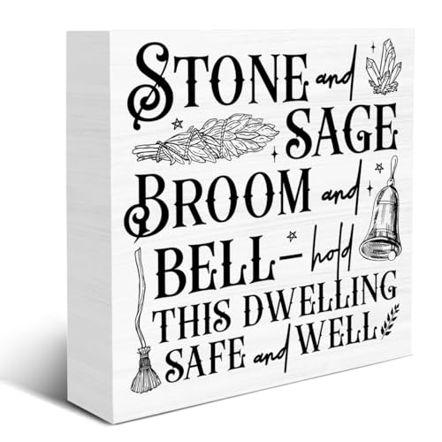 Witchy House Blessing Wooden Sign Home Decor 5x5 Inches