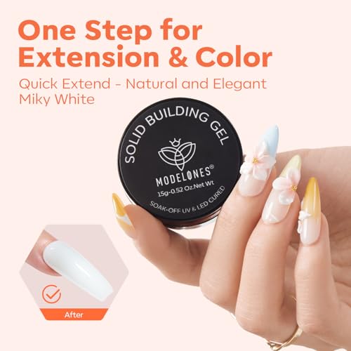 Solid Nail Builder Gel - Milky White 3D Sculpting Gel for Nails, 15g - Modelones