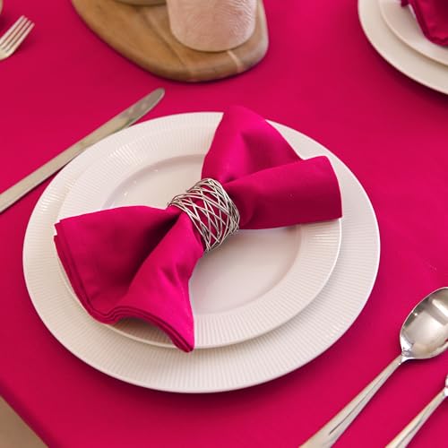 Reusable Cotton Cloth Napkins - 17x17 Inches Set of 12 Hot Pink