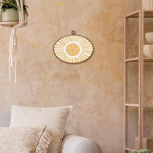 Oval Wall Art Decor for Nursery & Kids Rooms - Sunshine Abstract Canvas