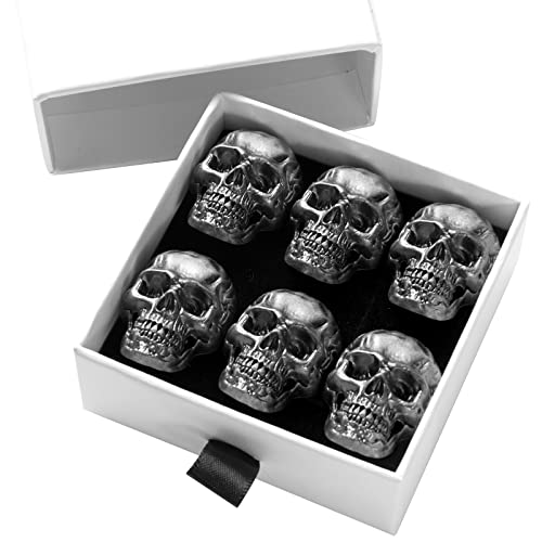 Skull Refrigerator Magnets - 6 Pcs Black Stainless Steel Cute & Cool Kitchen Decor