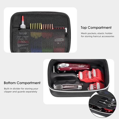 ProCase Barber Case with Washable Oilproof Inner Casing, Hard Travel Carrying Bag for Hair Clippers, Hair Cutting Supplies Holder, Trimmer Organizer Storage for Men Razor Guard Grooming Kits -Black